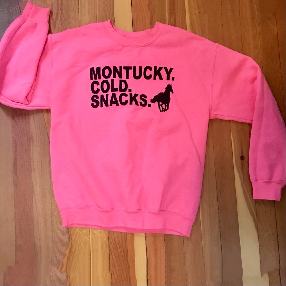 Montucky Cold Snacks Sweatshirt- Bright Pink, M